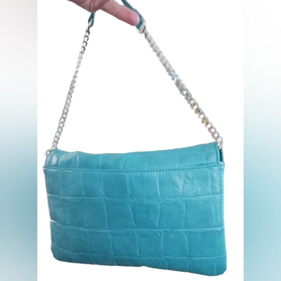 Nine West Turquoise Zipper Trim Purse / Clutch - Picture 3 of 7